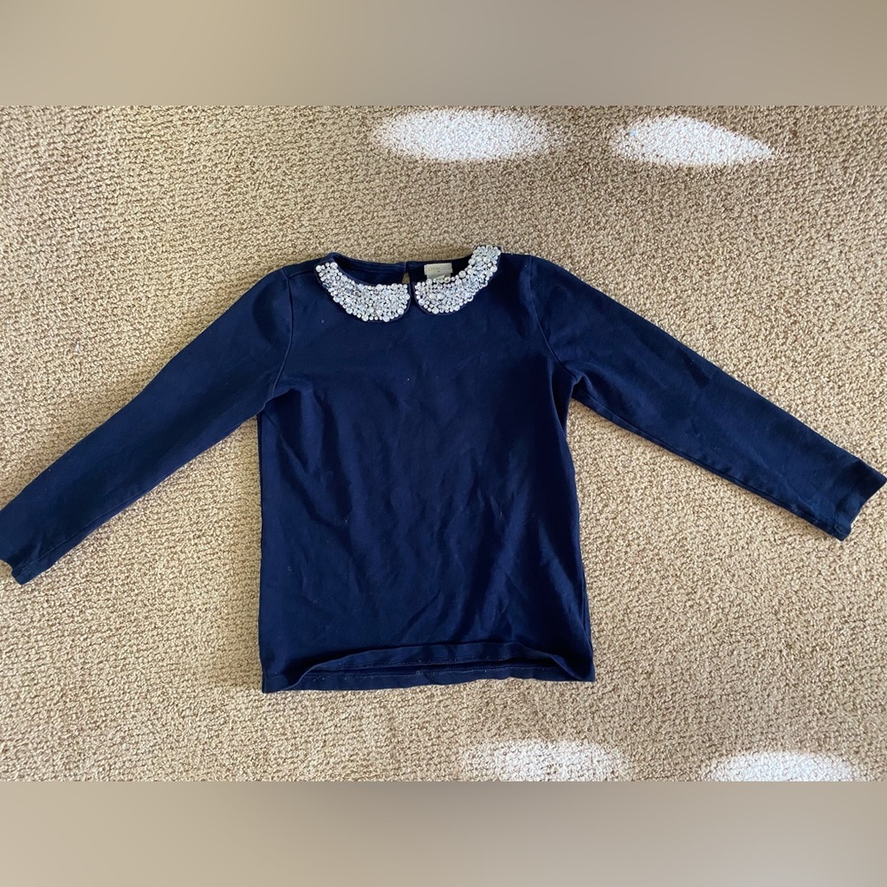 Crew Cuts, girls long leave, navy blue, gem stone color